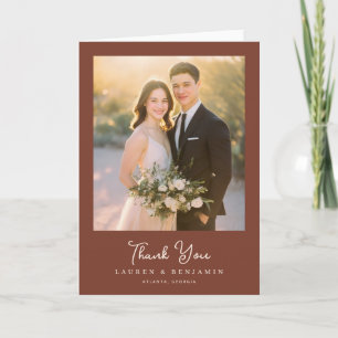 Grateful Maroon Elegant Photo Thank You Card