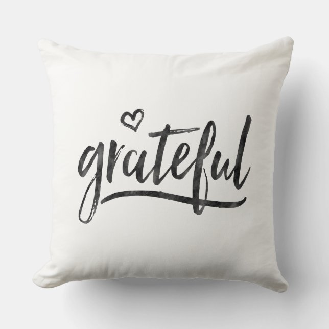 Grateful Minimalistic Custom Background Colour Cushion (Front)