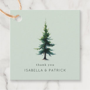 Grateful Mint Watercolor Pine Tree Favour Tags