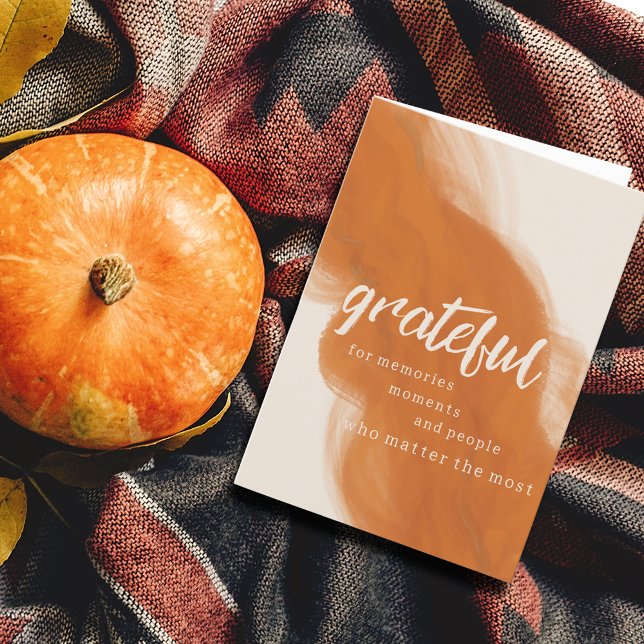 Grateful Modern Elegant Watercolor Thanksgiving  Holiday Card (Grateful Modern Elegant Watercolor Thanksgiving Card)