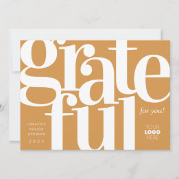 Grateful Modern Gold Business Holiday Card