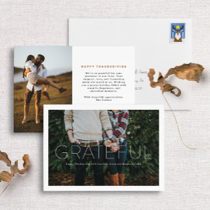 Grateful Modern Minimalist Thanksgiving Photo Card
