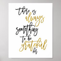 Grateful Motivational Quote Black/gold
