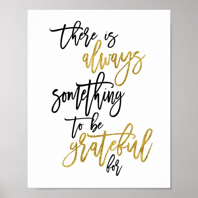 Grateful Motivational Quote Black/gold Poster (Front)