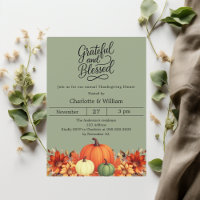 Grateful muted moss green pumpkin Thanksgiving
