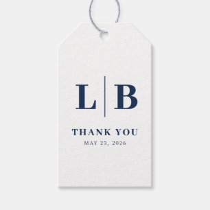 Grateful Navy Blue Serif Wedding Favour Tag