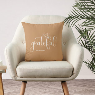 Grateful Personalised Orange Fall Autumn Cushion