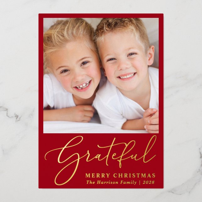 Grateful Photo Red Merry Christmas (Front)