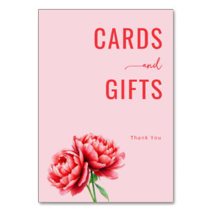 Grateful Pink Floral Peonies Table Number