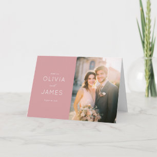 Grateful Pink Minimalist Photo Thank You Card