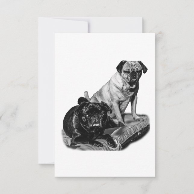 Grateful Pugs, Shaded Thanks Thank You Card (Front)