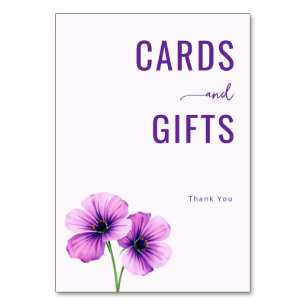 Grateful Purple Floral Illustration Table Number