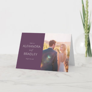 Grateful Purple Romantic Photo Thank You Card