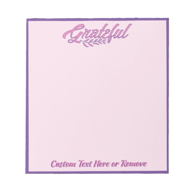 Grateful Quote Pink Purple Personalised Notepad (Front)