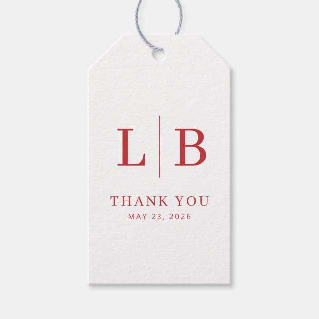 Grateful Red Serif Wedding Favour Tag (Front)