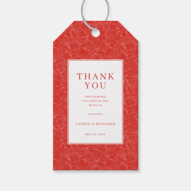 Grateful Red Swirling Lines Gift Tags (Front)