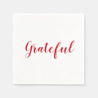Grateful red white script cute thanksgiving paper