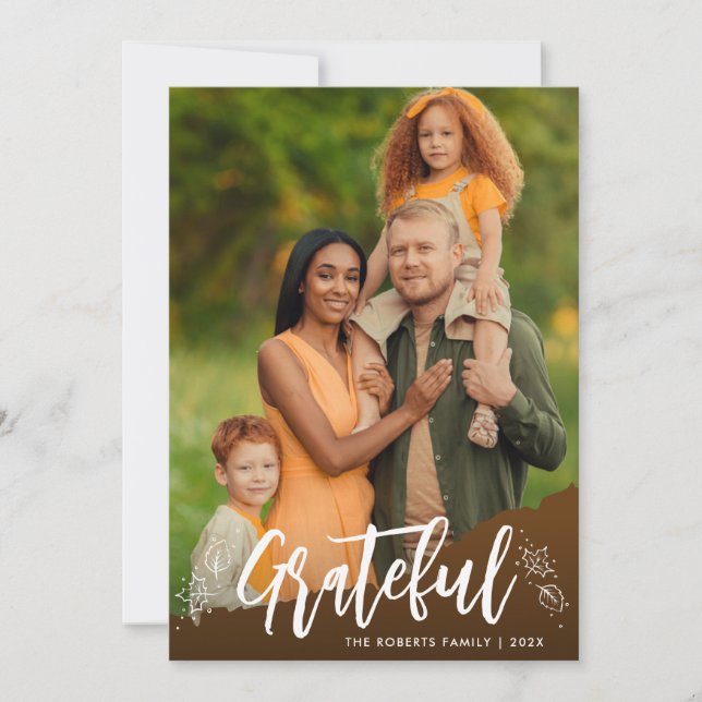 GRATEFUL script happy thanksgiving greeting card (Front)