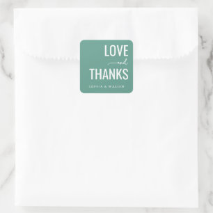 Grateful Teal Love Thanks Square Sticker