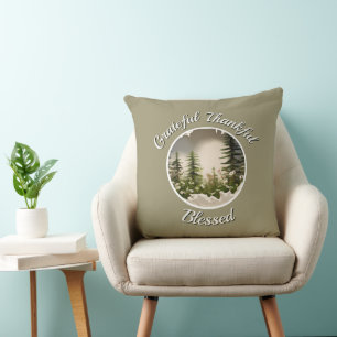 "Grateful, Thankful, Blessed" Accent Throw Pillow