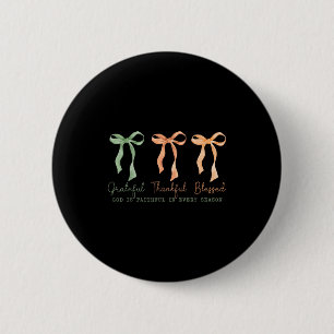 Grateful Thankful Blessed Christian Fall Thanksgiv 6 Cm Round Badge