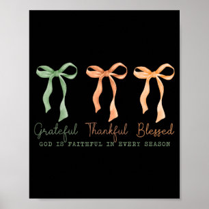 Grateful Thankful Blessed Christian Fall Thanksgiv Poster