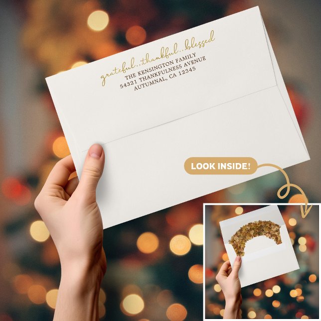 Grateful Thankful Blessed Elegant Fall Wreath  Envelope (Grateful Thankful Blessed Elegant Fall Wreath Envelope)