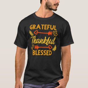 Grateful Thankful Blessed Fall Autumn Thanksgiving T-Shirt