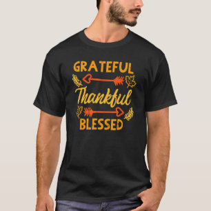 Grateful Thankful Blessed Fall Autumn Thanksgiving T-Shirt