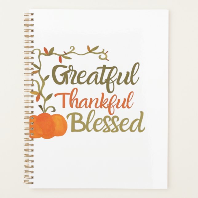 Grateful Thankful Blessed Fall Quote  Autumn Thank Planner (Front)