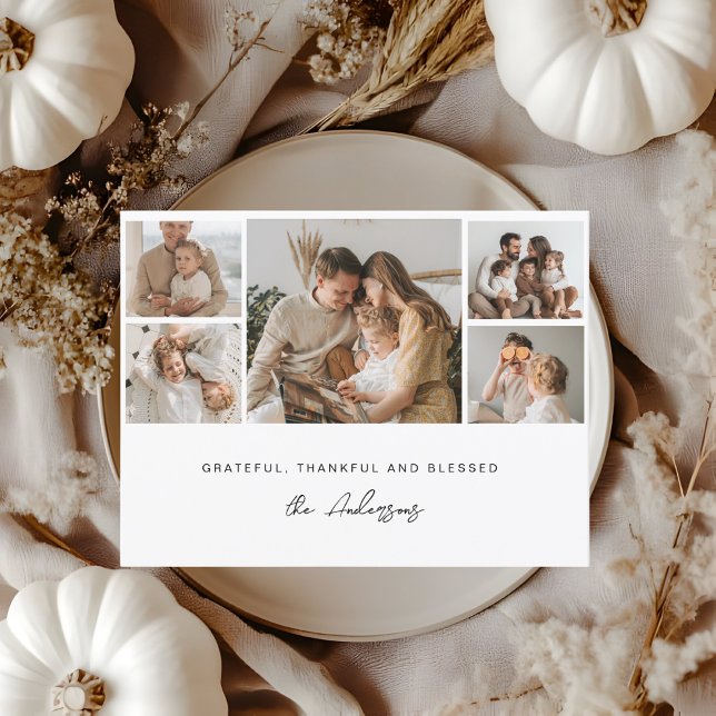 Grateful Thankful Blessed Family Thanksgiving  Postcard (Creator Uploaded)