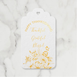 Grateful Thankful Blessed Florals Thanksgiving Gift Tags