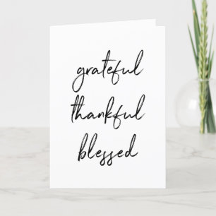 Grateful Thankful Blessed Handwritten Script Thank You Card
