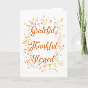 Grateful Thankful Blessed Holiday Greeting Card