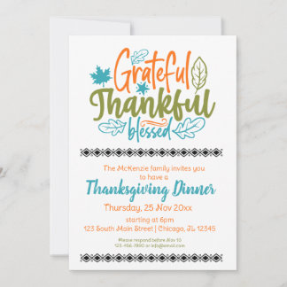 Grateful thankful blessed invitation