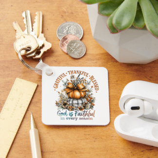 Grateful Thankful Blessed Key Ring