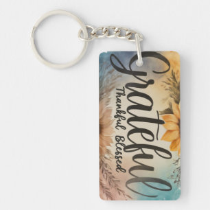 Grateful, Thankful, Blessed Keychain
