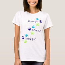 Grateful, Thankful, Blessed Paw Prints Colourful