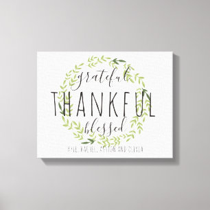 Grateful, Thankful, Blessed Personalised Canvas Print