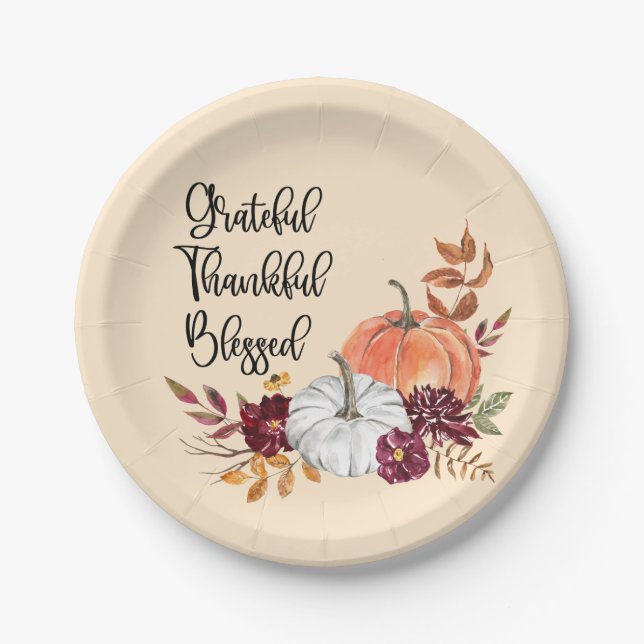 Grateful, Thankful, Blessed Personalised Plates (Front)