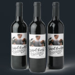 Grateful Thankful Blessed Photo Christmas Wine Label<br><div class="desc">Custom Christmas holiday wine labels in our photo black and white typography "Grateful,  thankful blessed" design. Customize with your photo,  message and names. Visit our store to see all coordinating Christmas cards   accessories in this design.</div>