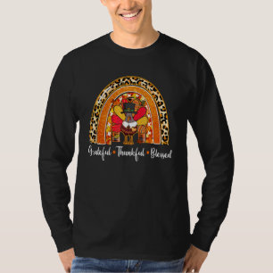 Grateful Thankful Blessed Rainbow Turkey Thanksgiv T-Shirt