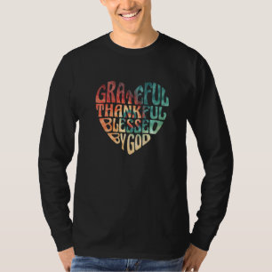 Grateful Thankful Blessed Retro Tie Dye Heart Chri T-Shirt