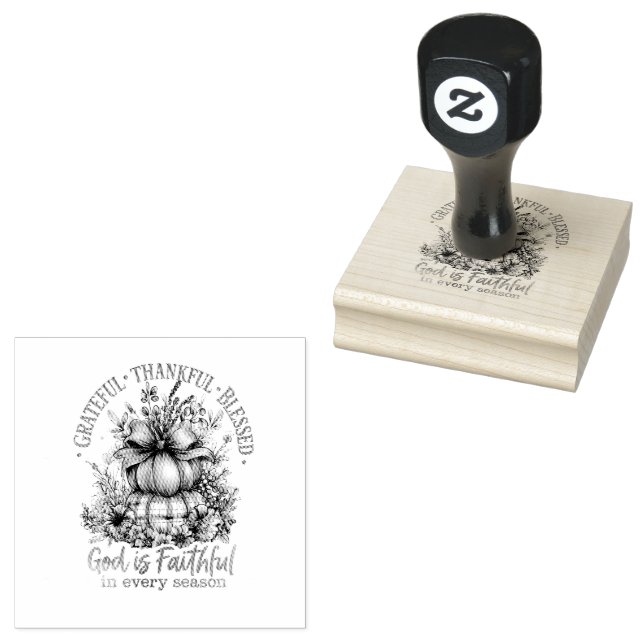 Grateful Thankful Blessed Rubber Stamp (Stamped)
