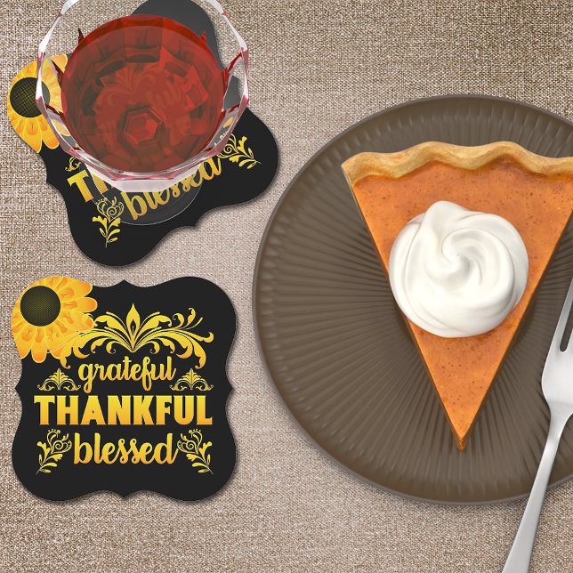 Grateful, Thankful, Blessed Sunflower Paper Coaster (Creator Uploaded)