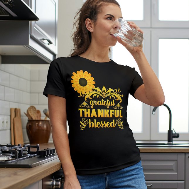Grateful, Thankful, Blessed Sunflower T-Shirt (Creator Uploaded)