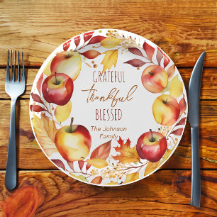 Grateful thankful blessed thanksgiving tableware paper plate