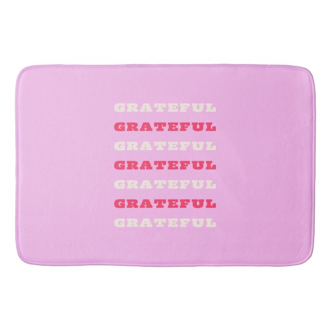 Grateful, Thankful, Gratitude Quote, Pink, Holiday Bath Mat (Front)