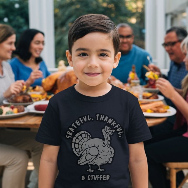 Grateful, Thankful, & Stuffed Turkey Thanksgiving Tri-Blend Shirt (Creator Uploaded)