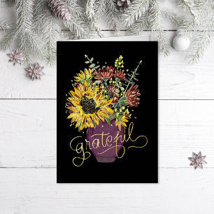 Grateful Thanksgiving Bouquet Foil Holiday Card